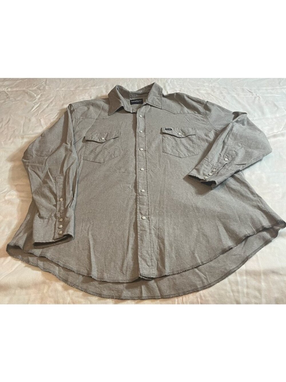 Wrangler Mens Size XXL Pearl Snap Shirt Gray Denim Western Long Sleeve Cowboy